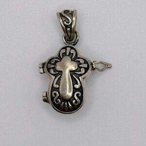 Sterling Silver Cross Prayer Box Locket Pendant 925